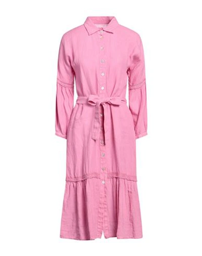 Shop 120% Lino Woman Midi Dress Magenta Size 12 Linen