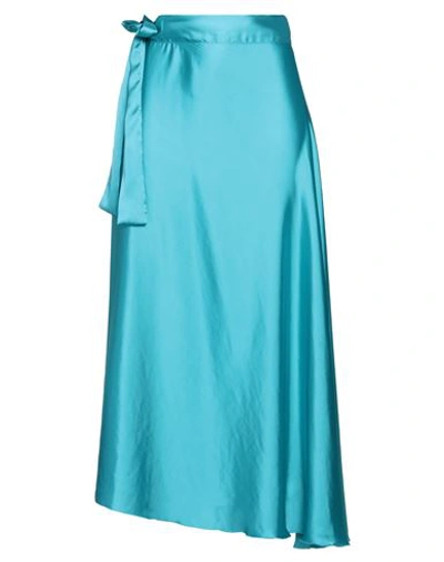 Shop The Malama Studio Woman Maxi Skirt Turquoise Size Onesize Polyester In Blue
