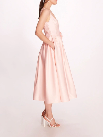 Shop Marchesa Duchess Satin Midi Dress In Blush