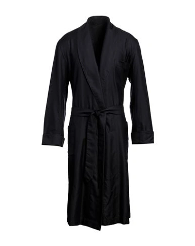 Shop Brioni Man Dressing Gown Or Bathrobe Black Size M Silk