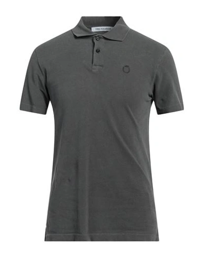 Shop Trussardi Man Polo Shirt Lead Size Xl Cotton In Grey
