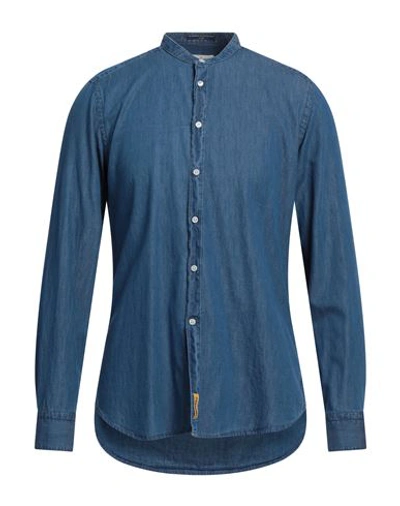 Shop B.d.baggies B. D.baggies Man Denim Shirt Blue Size Xxl Cotton
