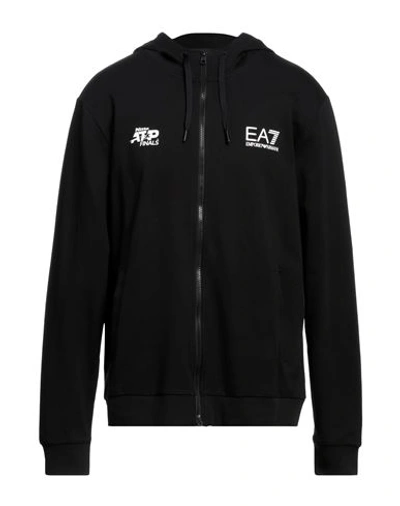 Shop Ea7 Man Sweatshirt Black Size Xxs Cotton, Elastane