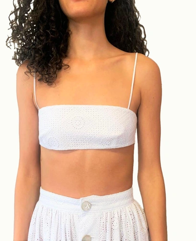 Shop Adam Lippes Bandeau In Cotton Eyelet In White