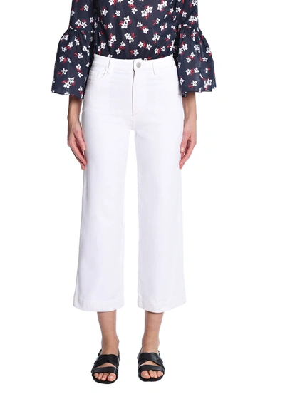 Shop Adam Lippes Straight Leg Cropped Pant In Denim In White