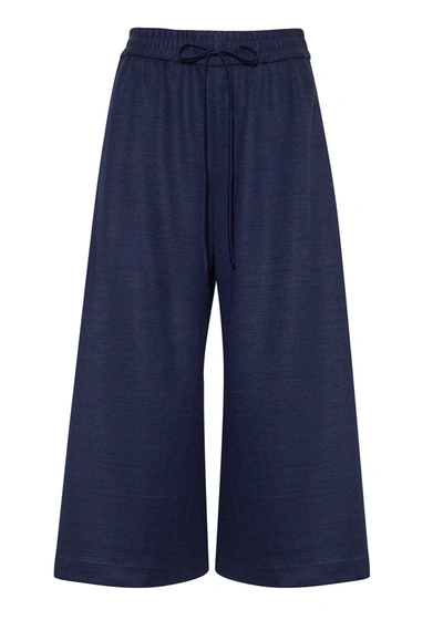 Shop Adam Lippes Wide-leg Culotte In Luxe Jersey In Blue
