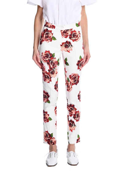 Shop Adam Lippes Cigarette Pant In Printed Cotton Twill In White