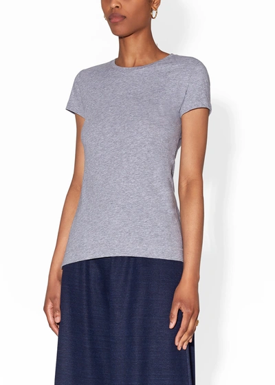Shop Adam Lippes Short Sleeve Crewneck T-shirt In Pima Cotton In Grey