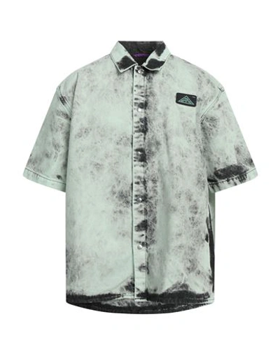 Shop Oamc Man Denim Shirt Light Green Size L Cotton