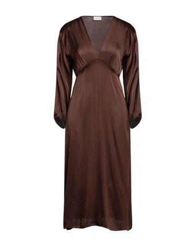 Shop Susy-mix Woman Midi Dress Cocoa Size S Viscose In Brown