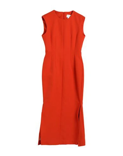 Shop Sportmax Woman Midi Dress Orange Size 8 Cotton
