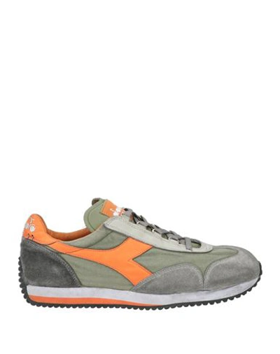 Shop Diadora Heritage Man Sneakers Military Green Size 11 Leather, Textile Fibers