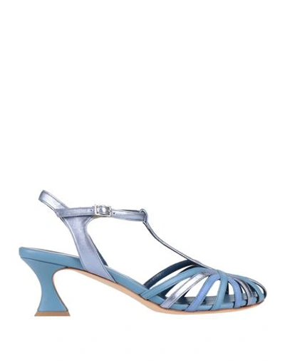 Shop Chiara Carrino Woman Sandals Light Blue Size 7.5 Leather