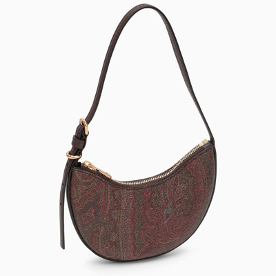 Shop Etro Essential Mini Paisley Hobo Bag In Coated Canvas