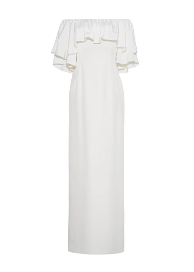 Shop Adam Lippes Ruffle Gown In Silk Crepe In White