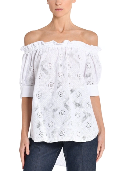 Shop Adam Lippes Off The Shoulder Top In Cotton Eyelet In White