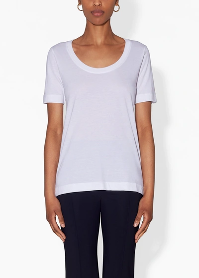 Shop Adam Lippes Short Sleeve Scoop Neck T-shirt In Pima Cotton In White