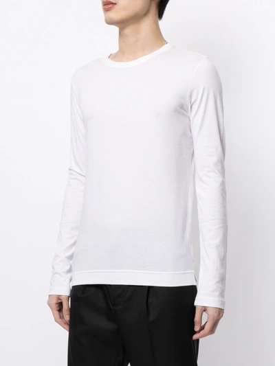 Shop Adam Lippes Mens Long Sleeve Crewneck T-shirt In Pima Cotton In White