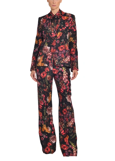 Shop Adam Lippes Pintuck Wide Leg Trouser In Printed Silk Wool In Multi