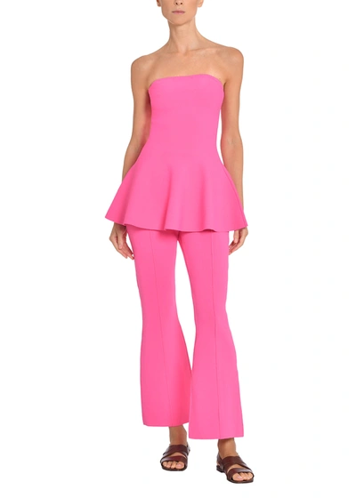 Shop Adam Lippes Fit And Flare Pant In Knit Jacquard In Pink