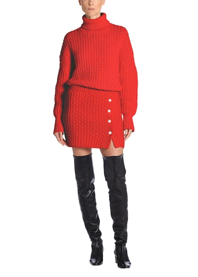 Shop Adam Lippes Mini Skirt In Cashmere Wool In Red