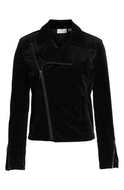 Shop Ag Quincy Velvet Biker Jacket In True Black
