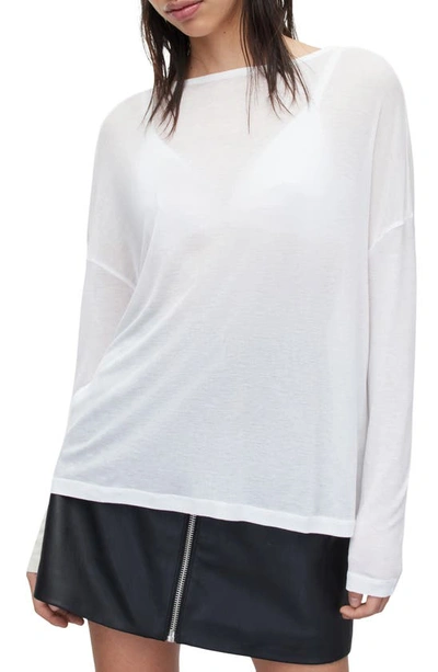 Shop Allsaints Francesco Rita Long Sleeve Jersey Top In Optic White