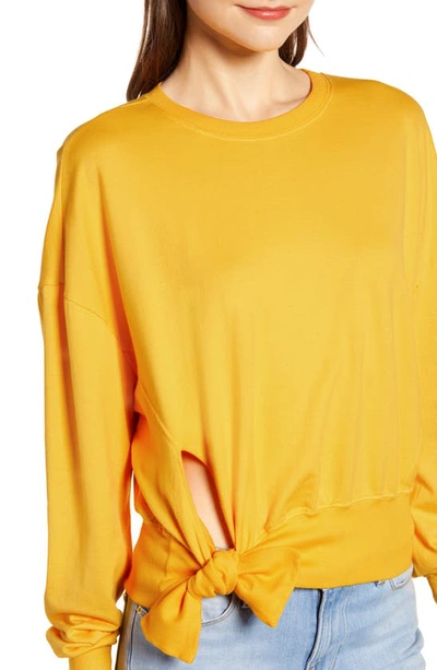 Shop Ag Kylan Crop Tie Sweatshirt In Golden Ochre