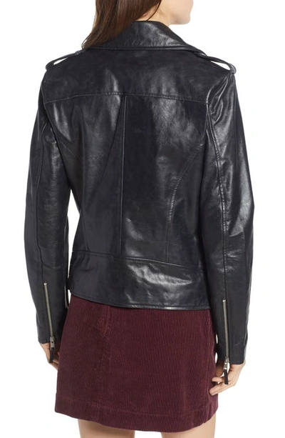 Shop Ag Reese Leather Moto Jacket In True Black