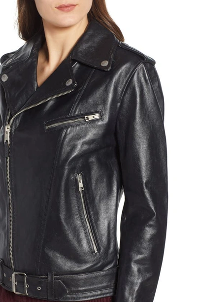 Shop Ag Reese Leather Moto Jacket In True Black