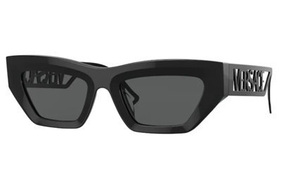 Shop Versace Dark Grrey Cat Eye Ladies Sunglasses Ve4432u 523287 53 In Black / Dark / Grey