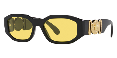 Shop Versace Yellow Geometric Men's Sunglasses Ve4361 Gb1/85 53 In Black / Yellow