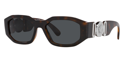 Shop Versace Dark Grey Geometric Men's Sunglasses Ve4361 542387 53 In Dark / Grey