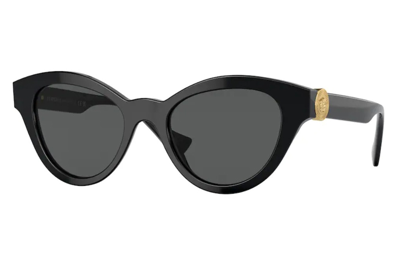 Shop Versace Dark Grey Cat Eye Ladies Sunglasses Ve4435f Gb1/87 52 In Black / Dark / Grey