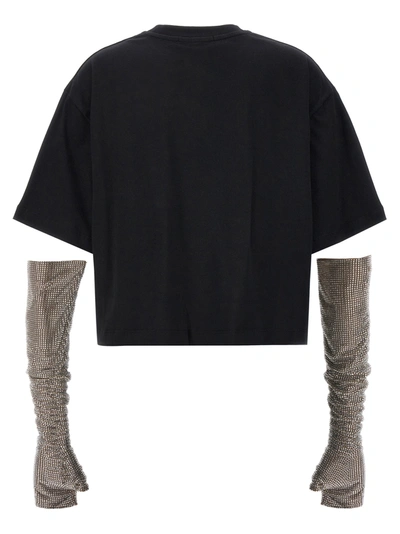 Shop Giuseppe Di Morabito Crystal Sleeves T-shirt Black