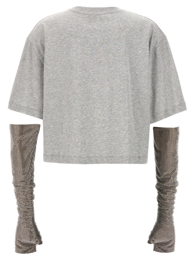 Shop Giuseppe Di Morabito Crystal Sleeves T-shirt Gray
