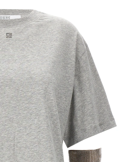 Shop Giuseppe Di Morabito Crystal Sleeves T-shirt Gray