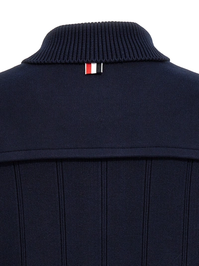 Shop Thom Browne Double Face Shawl Collar Casual Jackets, Parka Blue