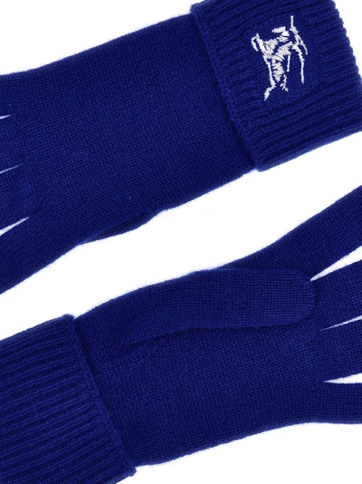 Shop Burberry Equestrian Knight Design Gloves Blue