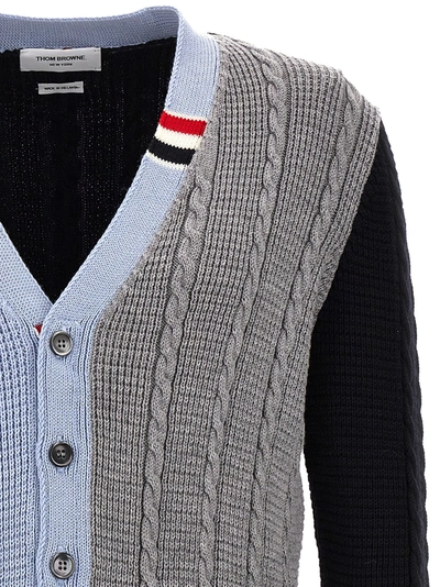 Shop Thom Browne Funmix Cable Sweater, Cardigans Multicolor