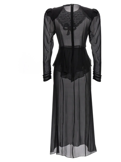 Shop Alessandra Rich Georgette Silk Midi Dress Dresses Black
