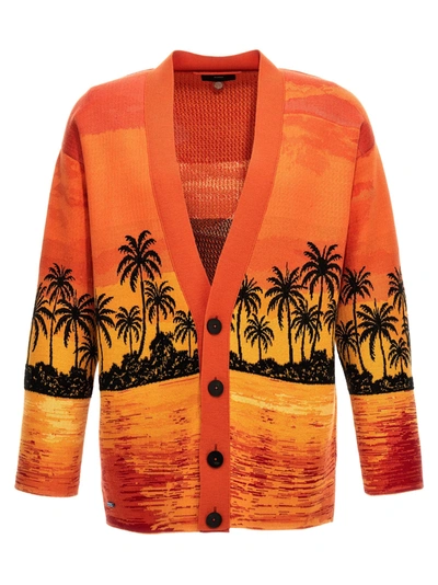 Shop Alanui Kerala Sunset Sweater, Cardigans Orange