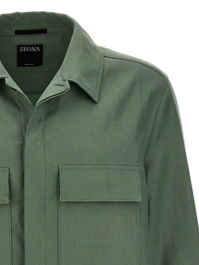 Shop Zegna Linen Jacket Casual Jackets, Parka Green