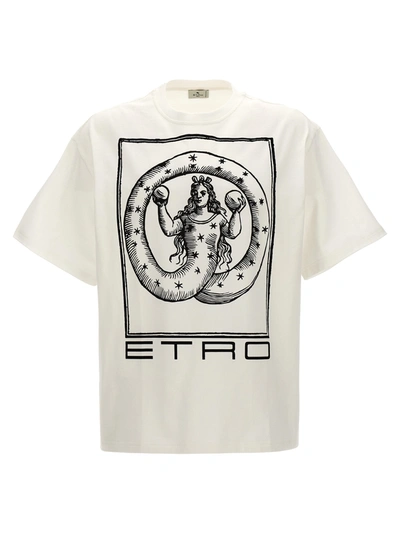 Shop Etro Logo Print T-shirt White/black