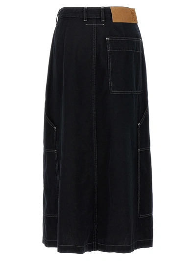 Shop Mm6 Maison Margiela Lurex Stitching Midi Denim Skirt Skirts Black