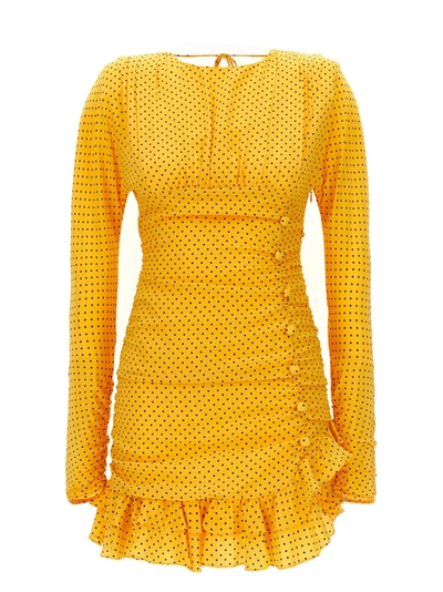 Shop Alessandra Rich Polka Dot Mini Dress Dresses Yellow