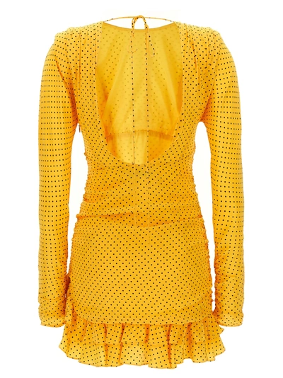 Shop Alessandra Rich Polka Dot Mini Dress Dresses Yellow
