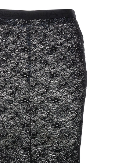 Shop Alessandra Rich Rhinestone Lace Midi Skirt Skirts Black