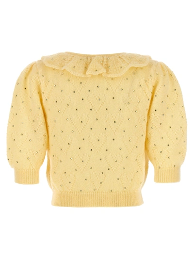 Shop Alessandra Rich Rhinestone Sweater Sweater, Cardigans Yellow