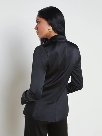 Shop L Agence Colin Silk Charmeuse Blazer In Black